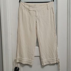 bebe Y2K Low Rise 100% Silk Cream Culottes Capri Pants